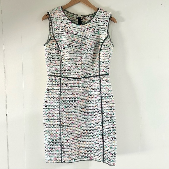 Milly Tweed Sleeveless Dress in Multicolor White sz 6 - Picture 1 of 4